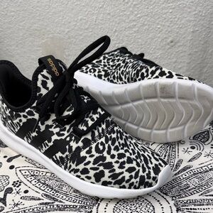 adidas Black & White Leopard-Print Running Shoes